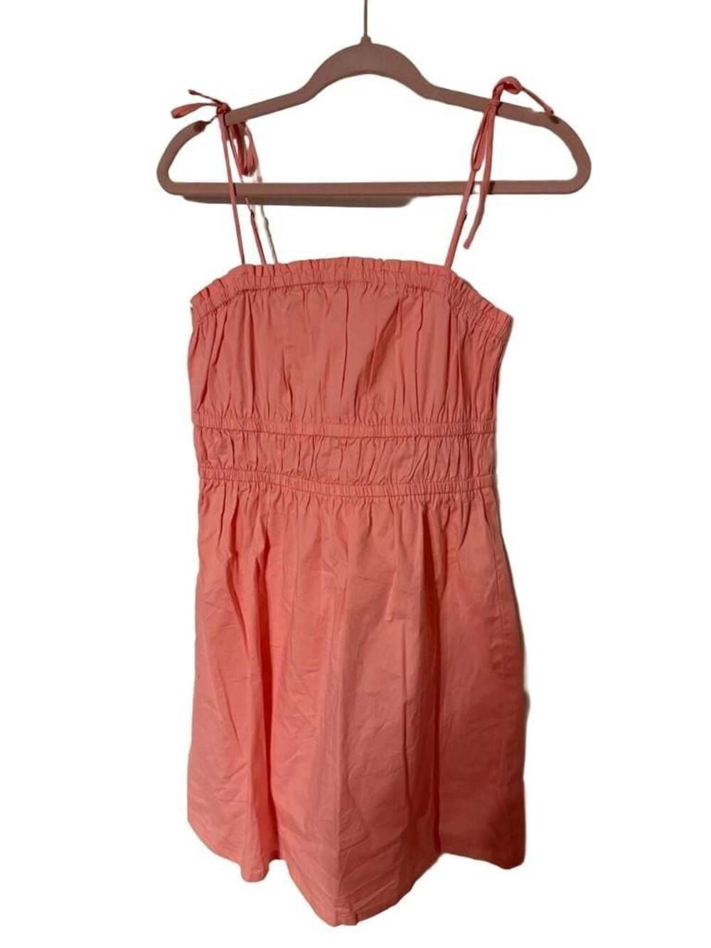Lola & Grace Coral Pink Smocked Spaghetti Strap Mini Dress